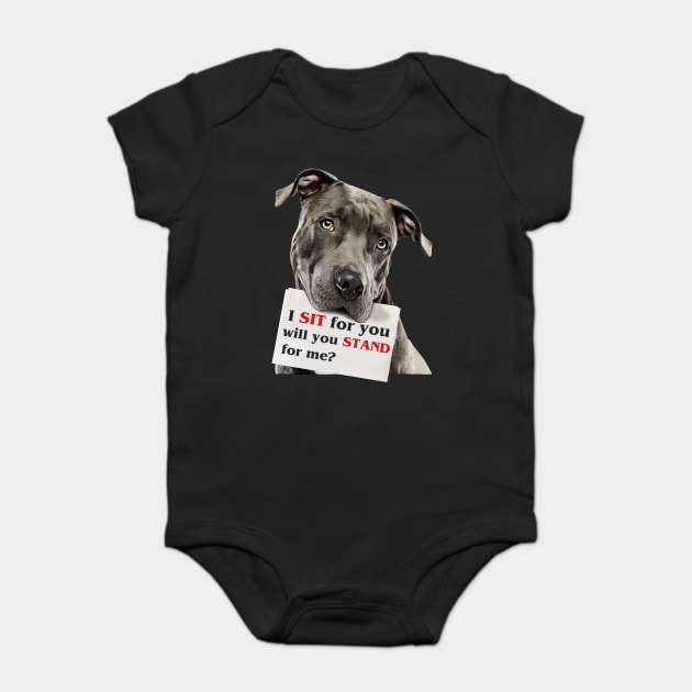 I sit for you will you stand for me? Baby Bodysuit by designathome